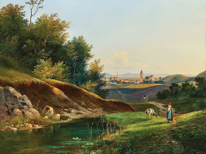 1787-Franz Steinfeld - Veduta di Perchtoldsdorf vicino a Vienna